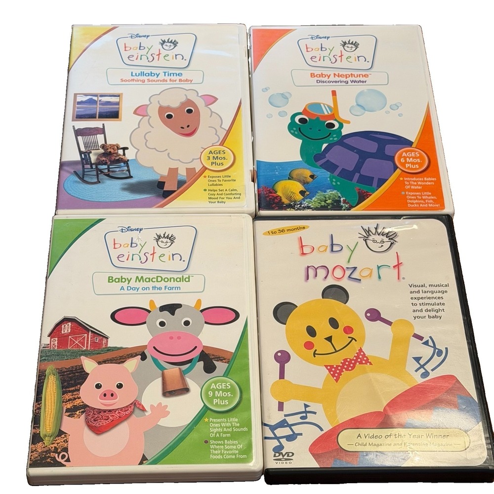 Baby Einstein DVD Lot Baby Mozart, Lullaby Time, Baby Neptune, Baby MacDonald